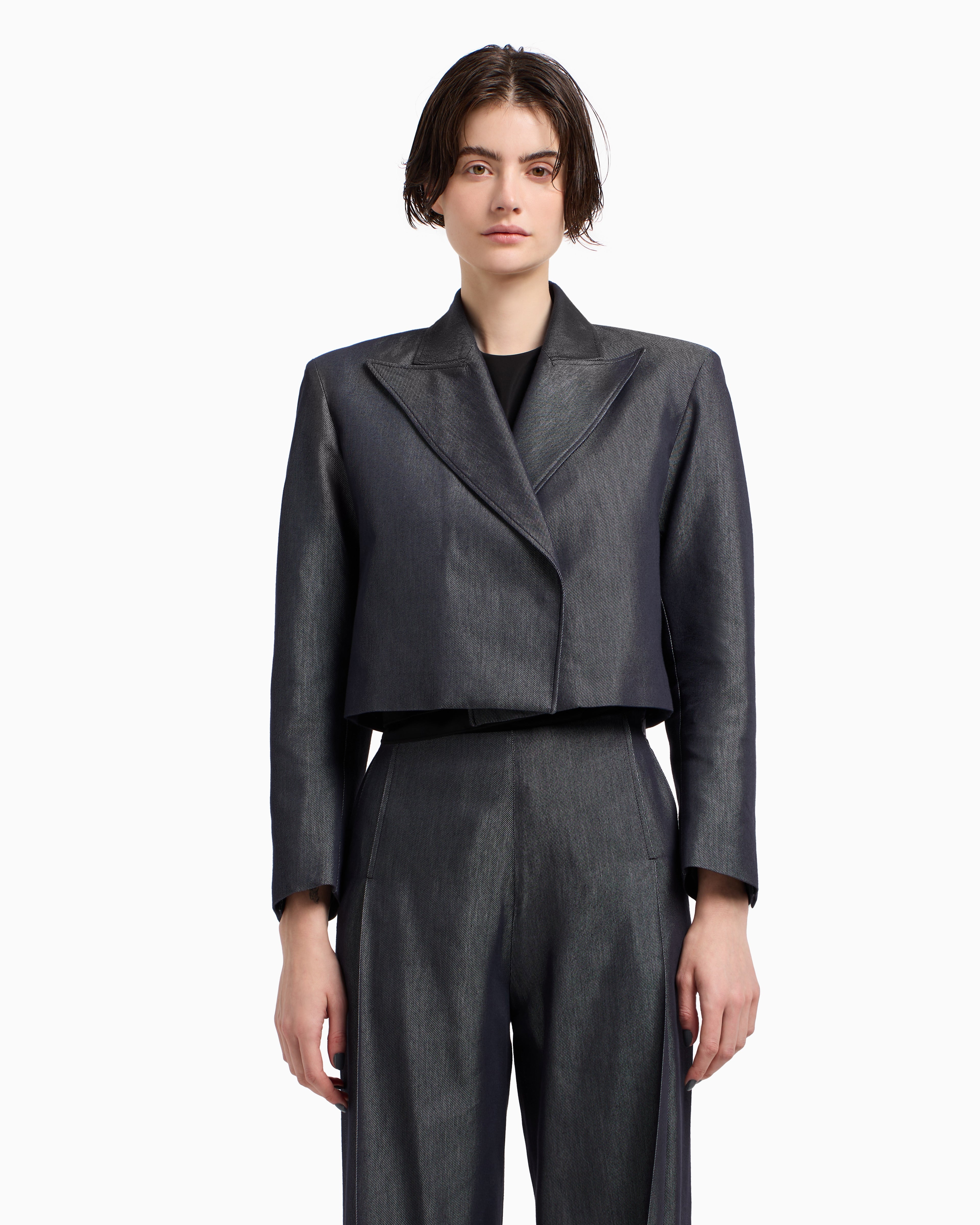 Emporio Armani Polygon capsule collection yarn-dyed gabardine bolero