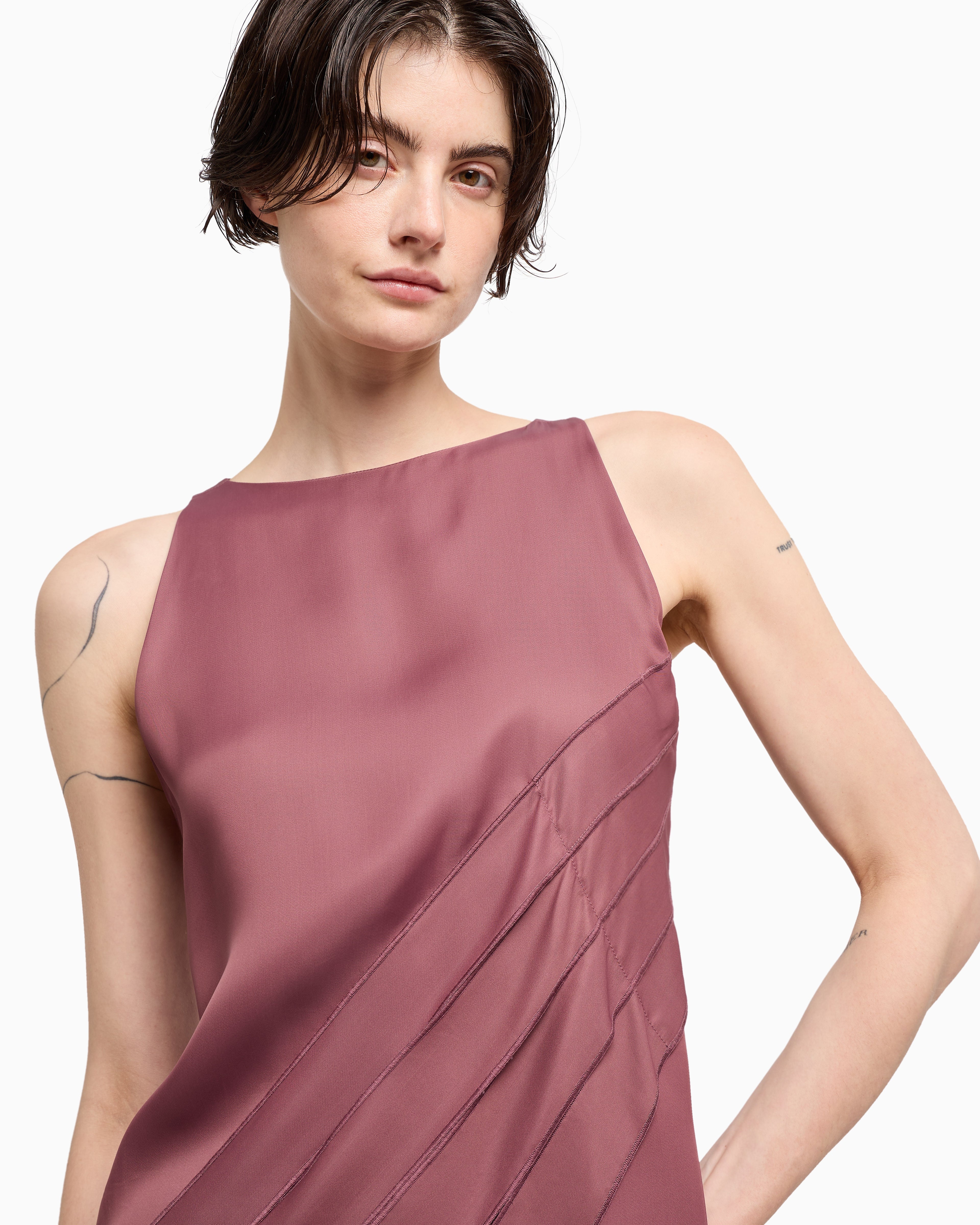Emporio Armani Polygon capsule collection dress with satin-fringed details
