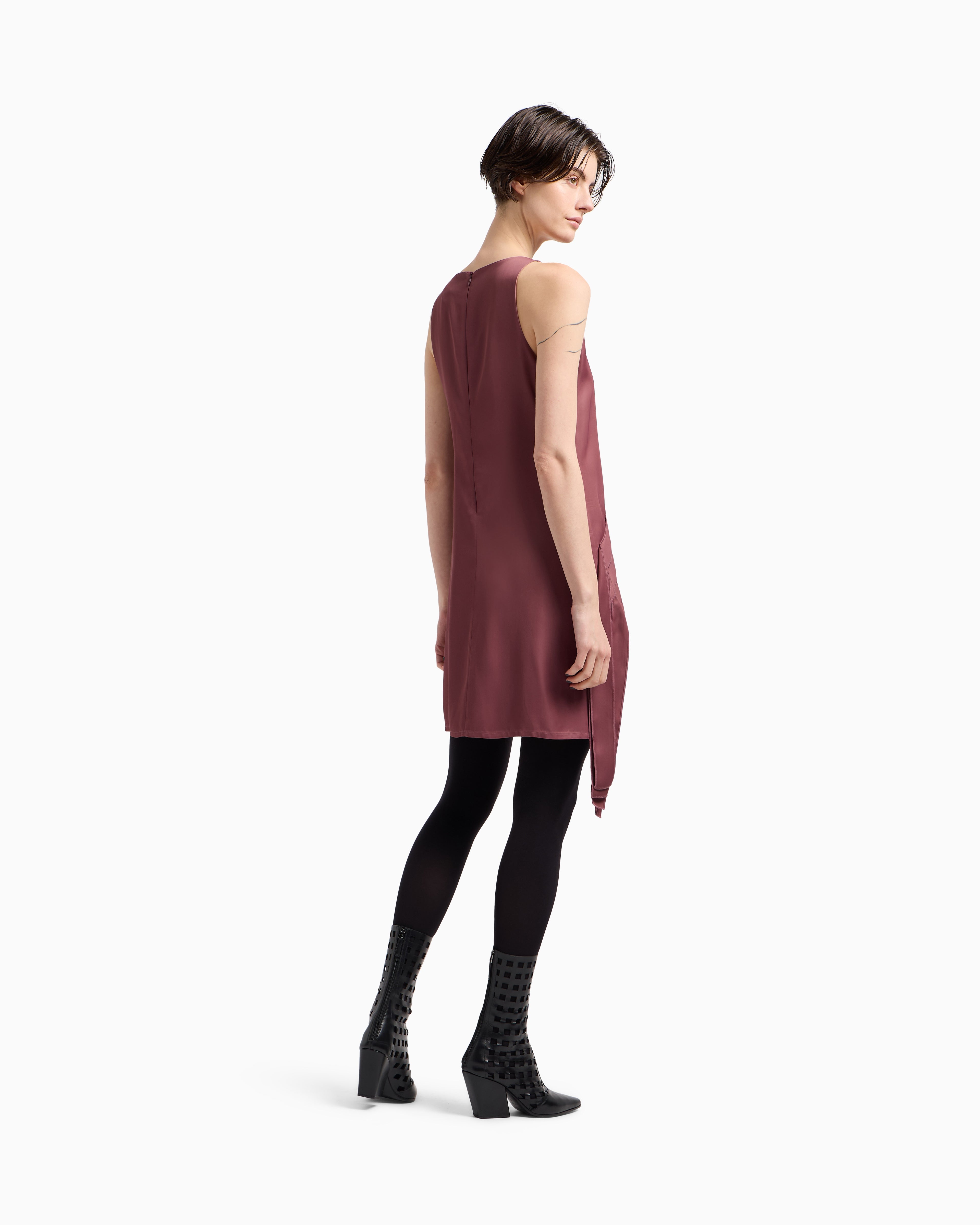 Emporio Armani Polygon capsule collection dress with satin-fringed details