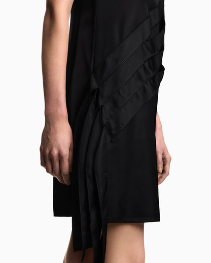 Emporio Armani Polygon capsule collection dress with satin-fringed details