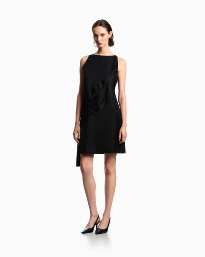 Emporio Armani Polygon capsule collection dress with satin-fringed details