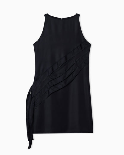 Emporio Armani Polygon capsule collection dress with satin-fringed details