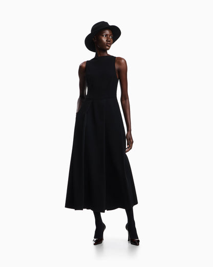Emporio Armani Technical cady sleeveless dress with pleats