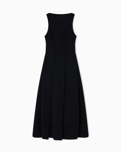 Emporio Armani Technical cady sleeveless dress with pleats