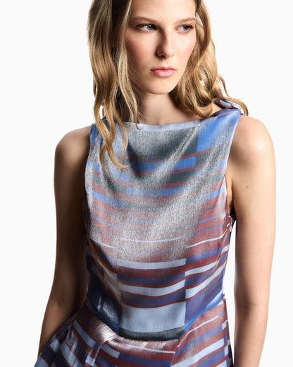 Emporio Armani Technical cady sleeveless dress with pleats
