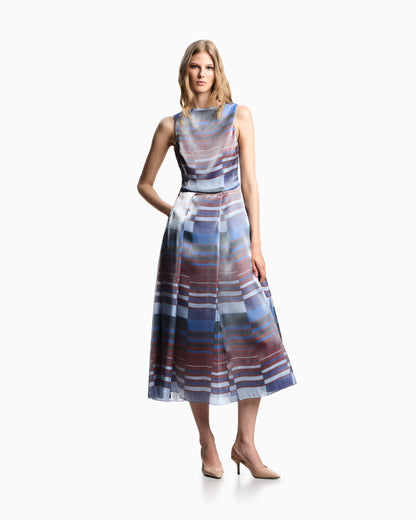 Emporio Armani Technical cady sleeveless dress with pleats