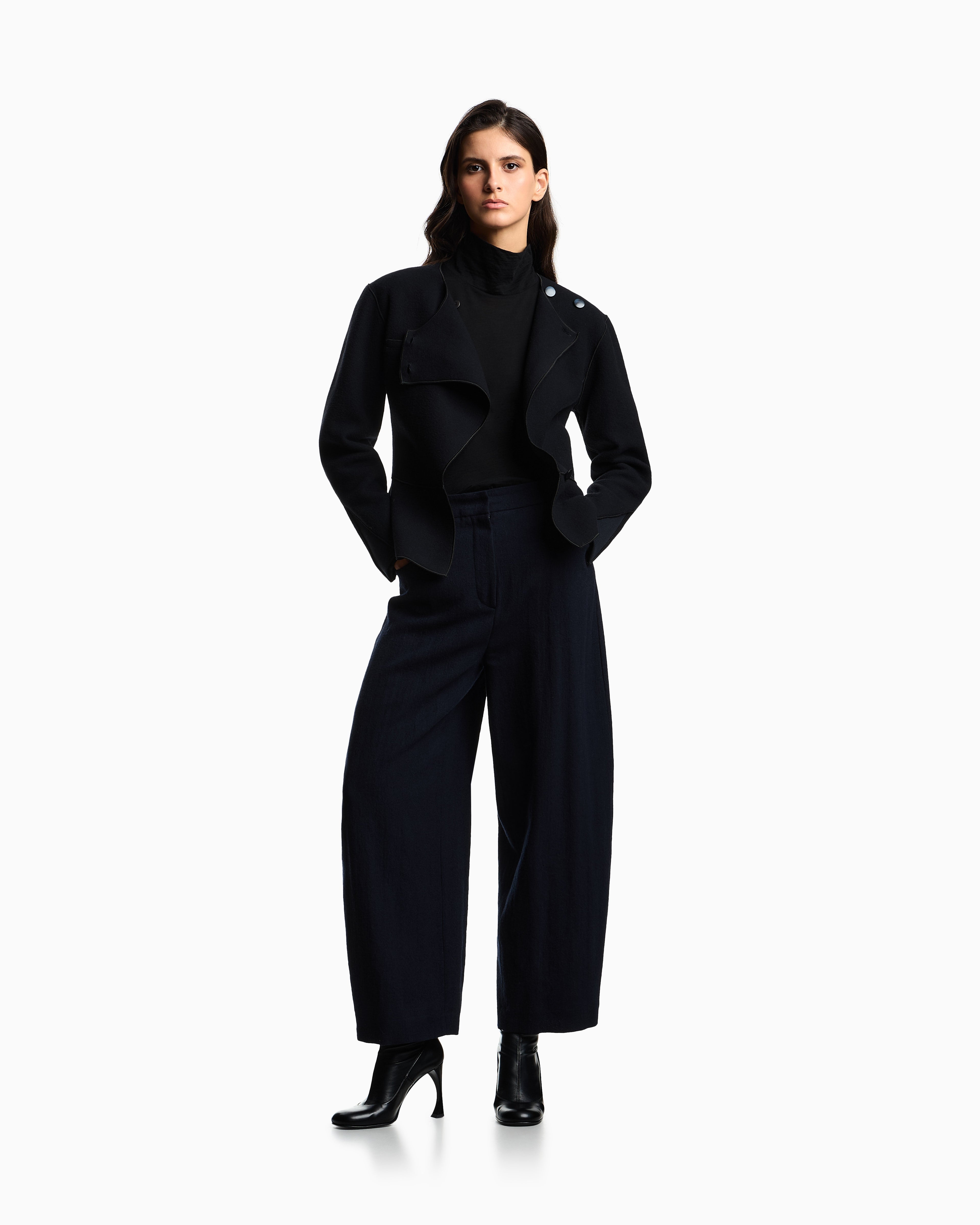 Emporio Armani Washed wool oval-leg trousers