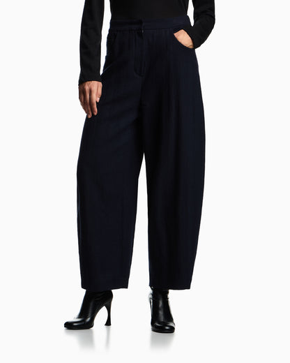 Emporio Armani Washed wool oval-leg trousers