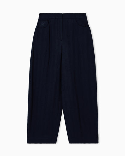 Emporio Armani Washed wool oval-leg trousers