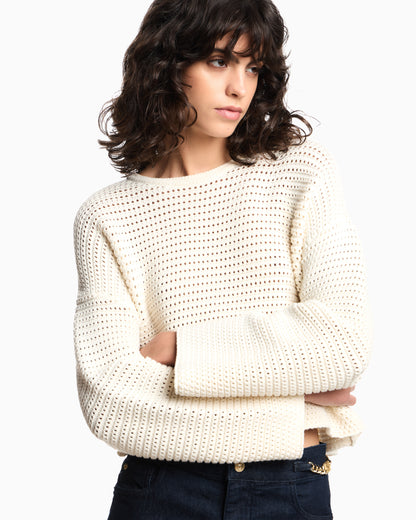 Emporio Armani Resort capsule collection perforated link-stitch cropped jumper