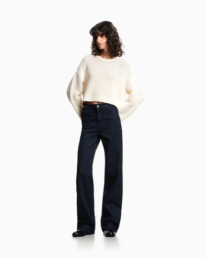 Emporio Armani Resort capsule collection perforated link-stitch cropped jumper