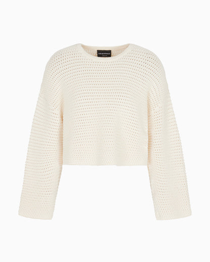 Emporio Armani Resort capsule collection perforated link-stitch cropped jumper