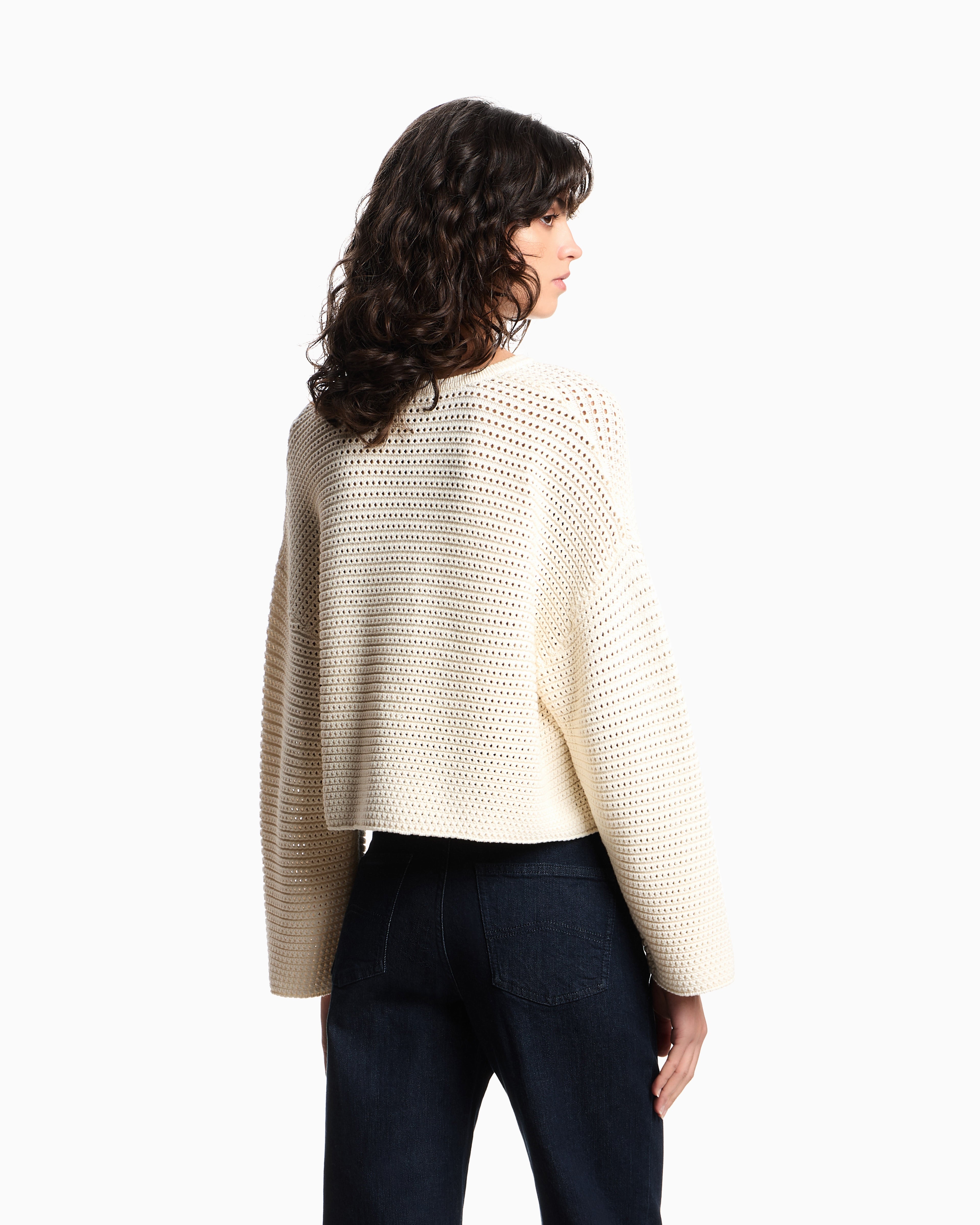 Emporio Armani Resort capsule collection perforated link-stitch cropped jumper