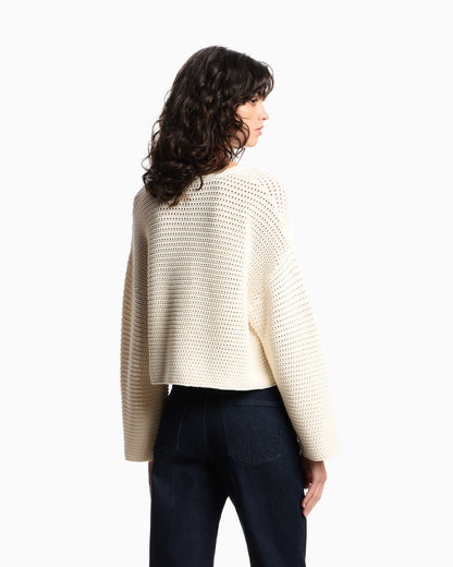 Emporio Armani Resort capsule collection perforated link-stitch cropped jumper