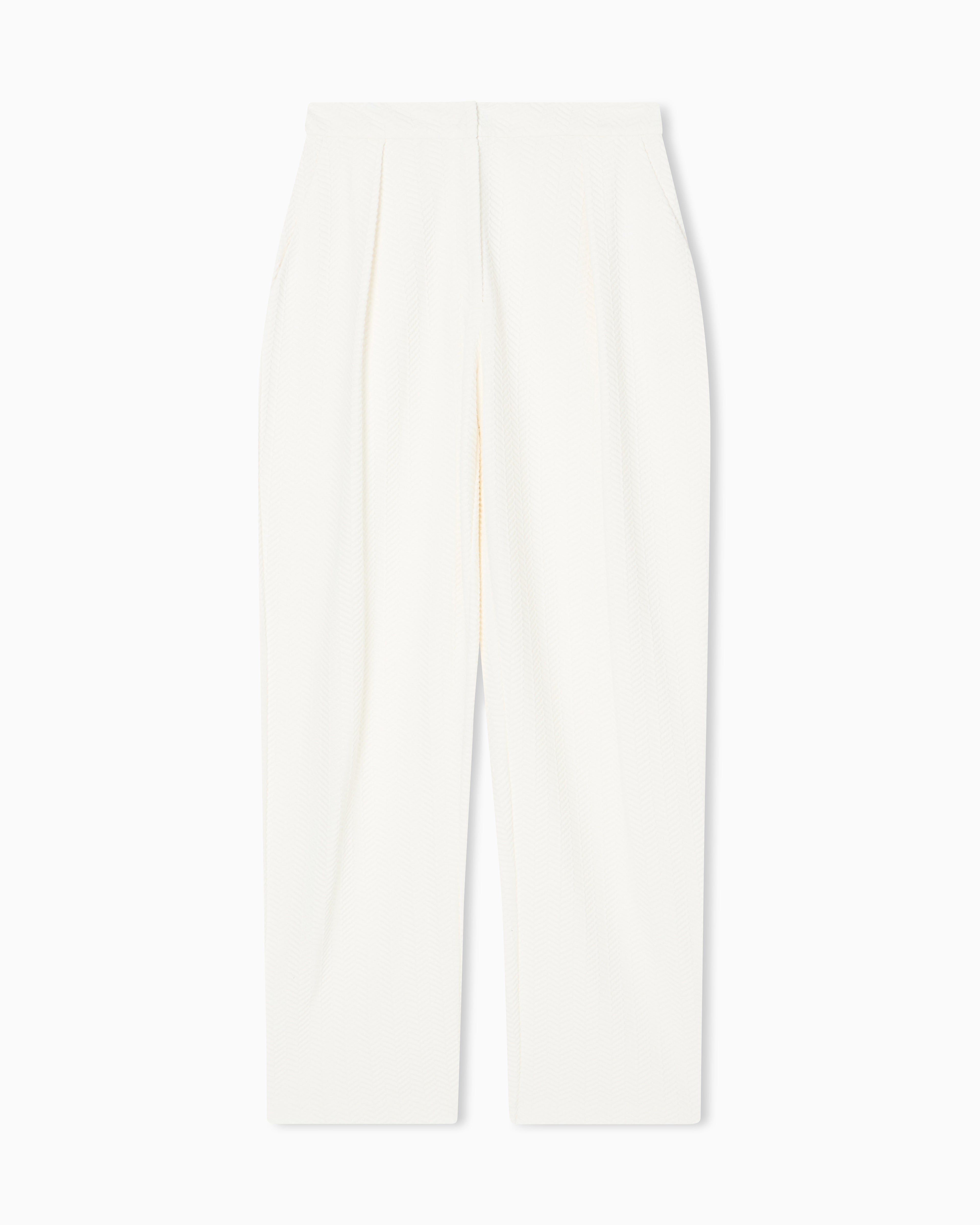 Emporio Armani ASV chevron motif jersey trousers with pleats