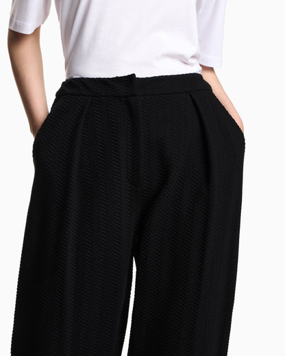 Emporio Armani ASV chevron motif jersey trousers with pleats