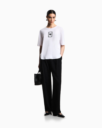 Emporio Armani ASV chevron motif jersey trousers with pleats