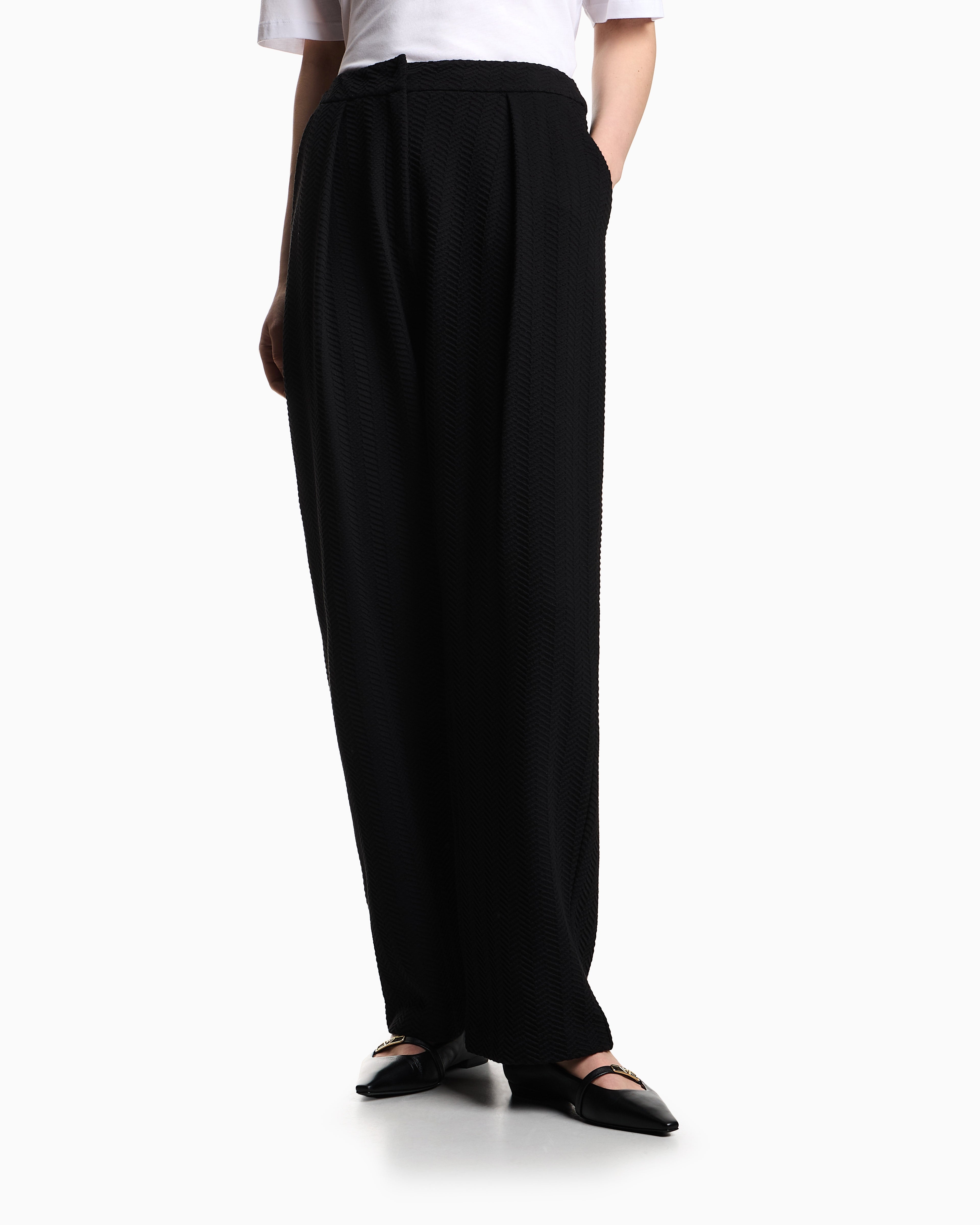 Emporio Armani ASV chevron motif jersey trousers with pleats