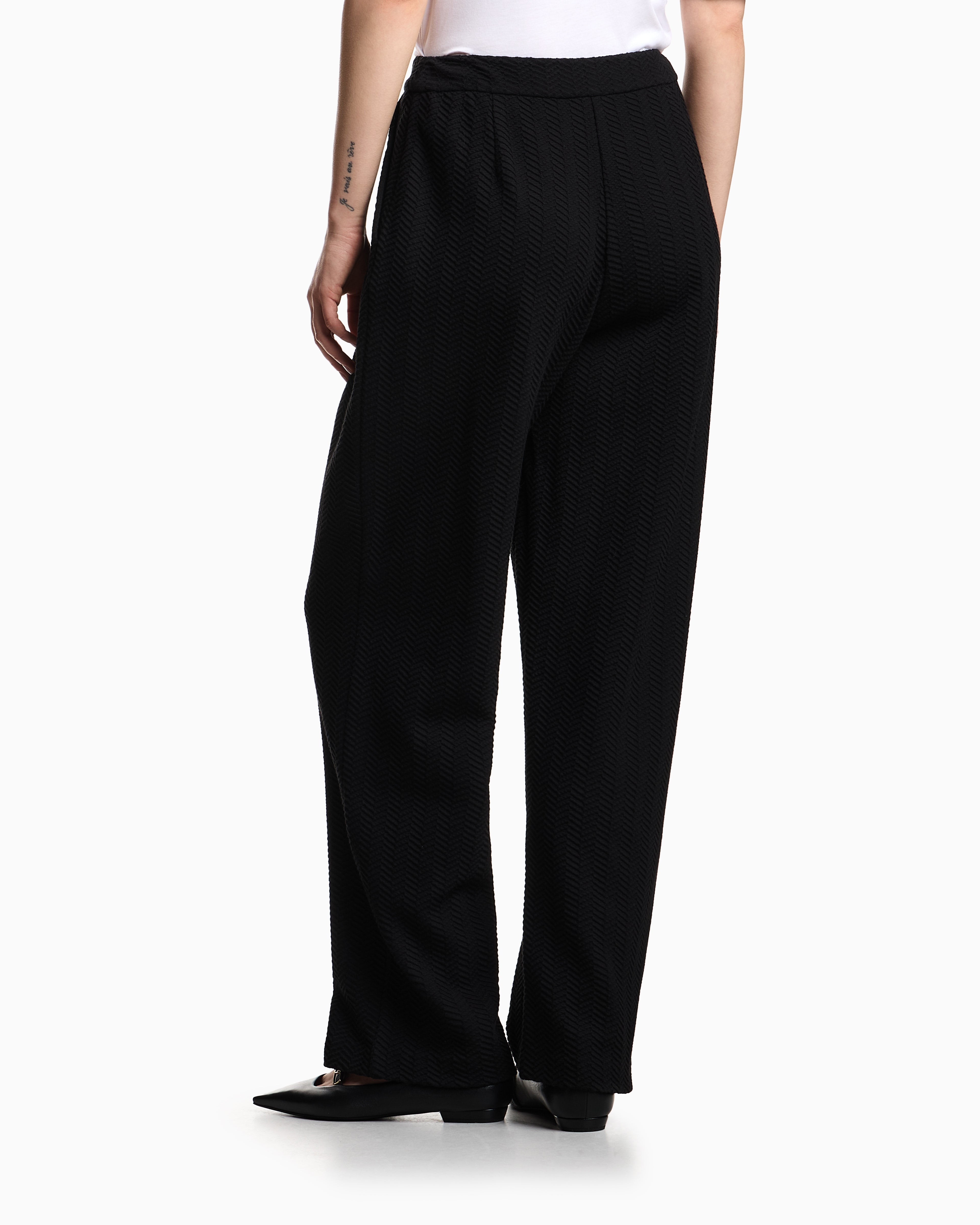 Emporio Armani ASV chevron motif jersey trousers with pleats