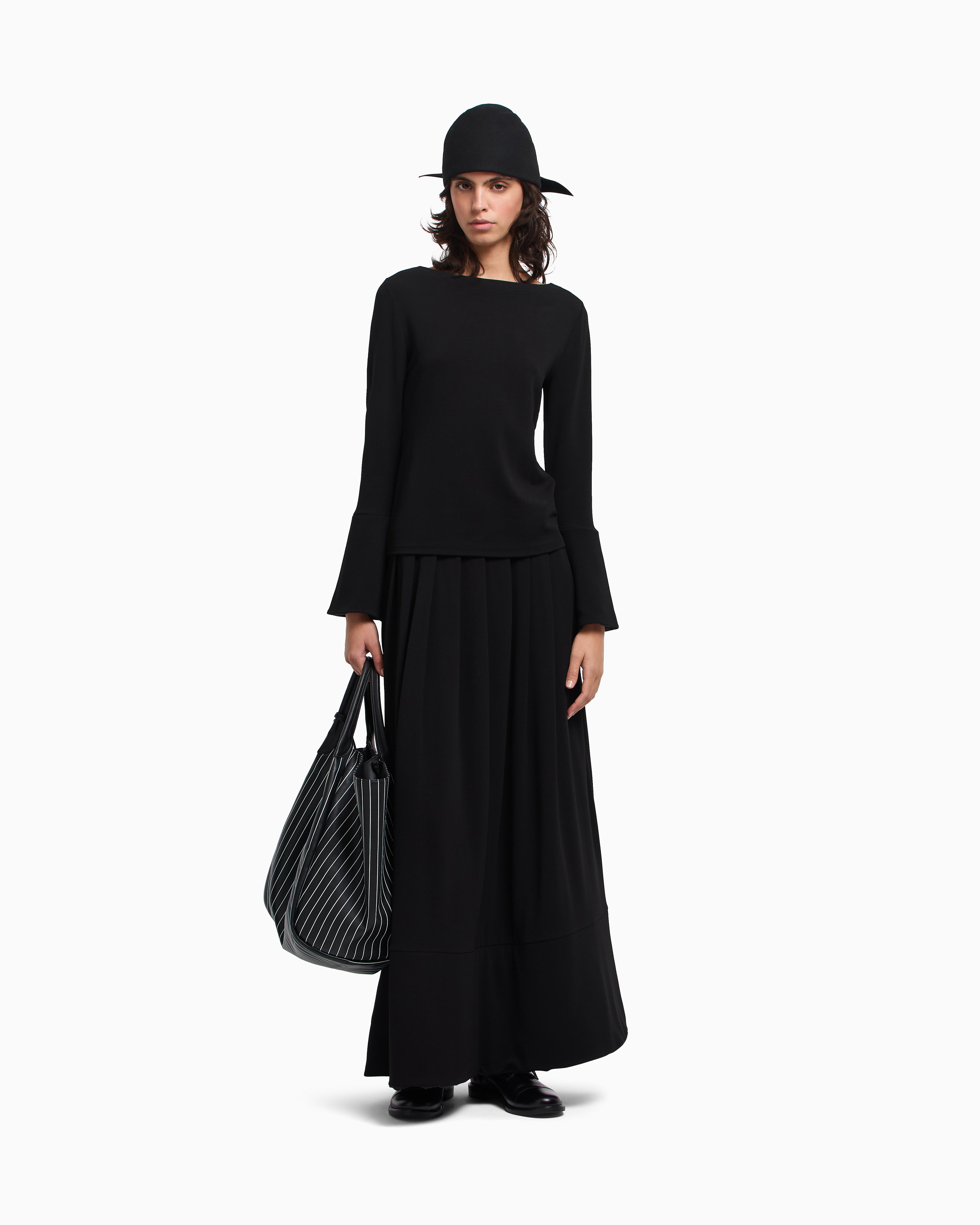 Emporio Armani Crêpe jersey long skirt with darts