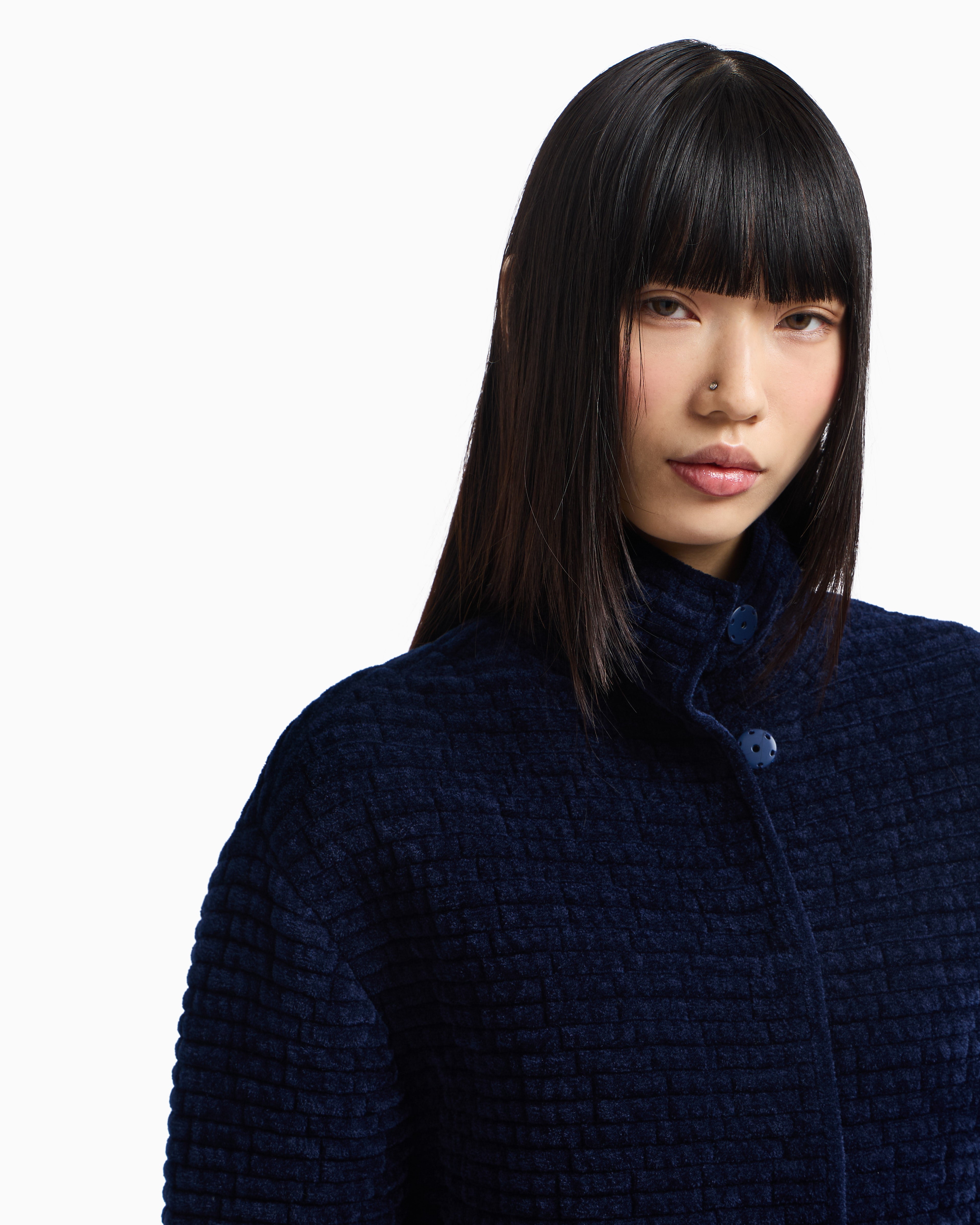 Emporio Armani Embossed jacquard bonded terry-effect chenille jacket