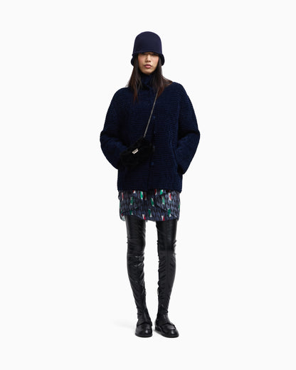 Emporio Armani Embossed jacquard bonded terry-effect chenille jacket
