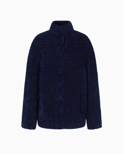 Emporio Armani Embossed jacquard bonded terry-effect chenille jacket