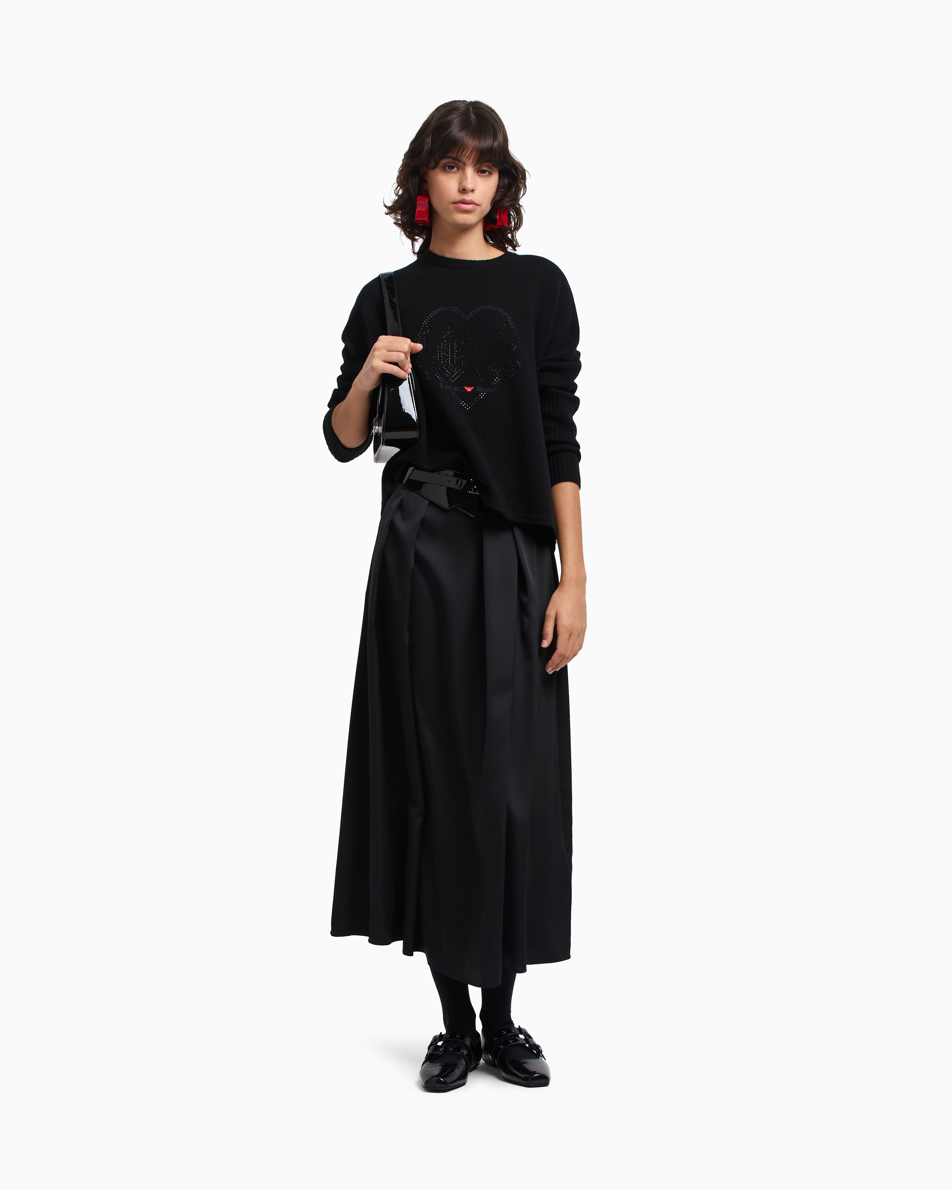 Emporio Armani Valentine’s Day capsule collection virgin-wool jumper with rhinestones