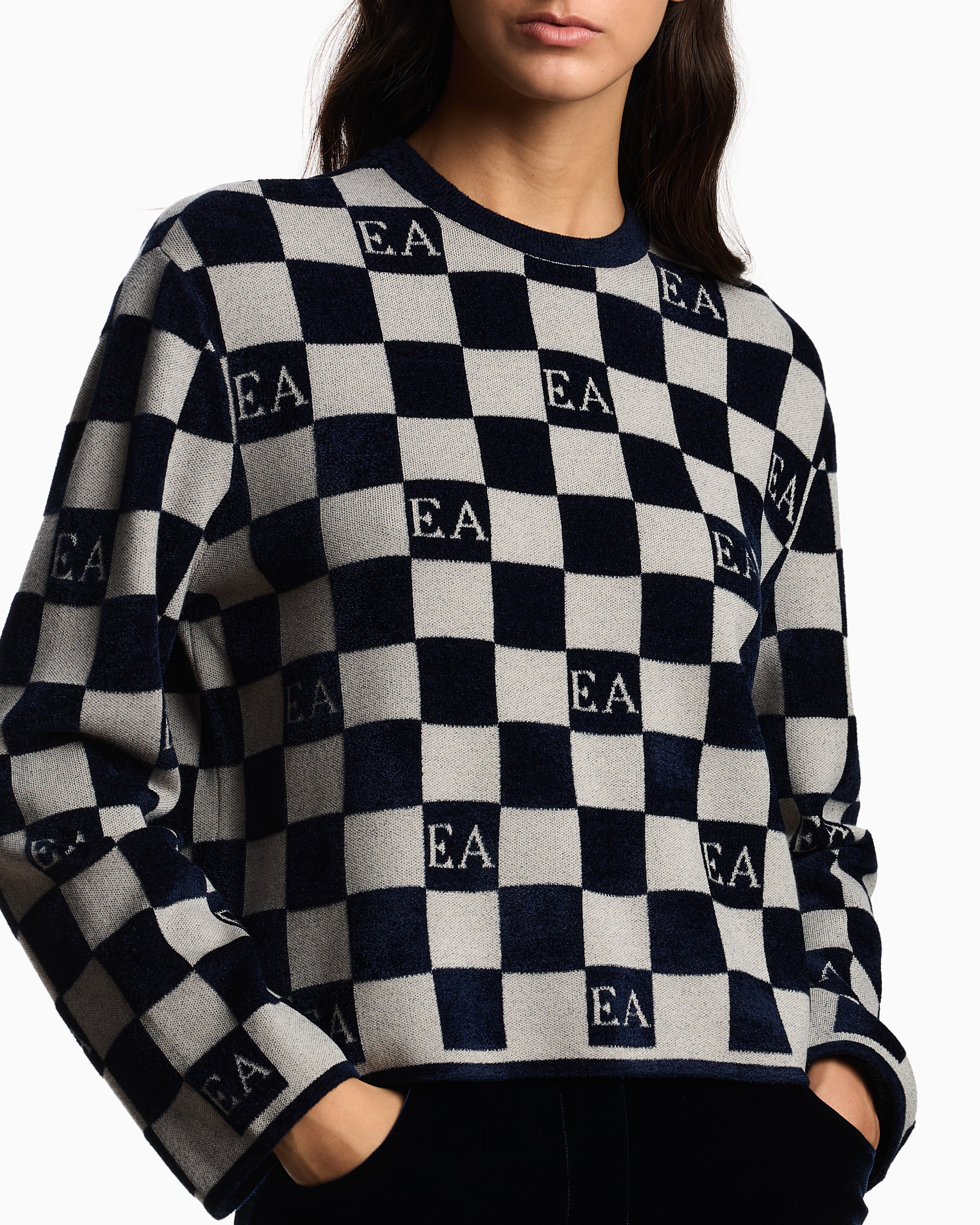 Emporio Armani Jacquard chenille jumper with pattern