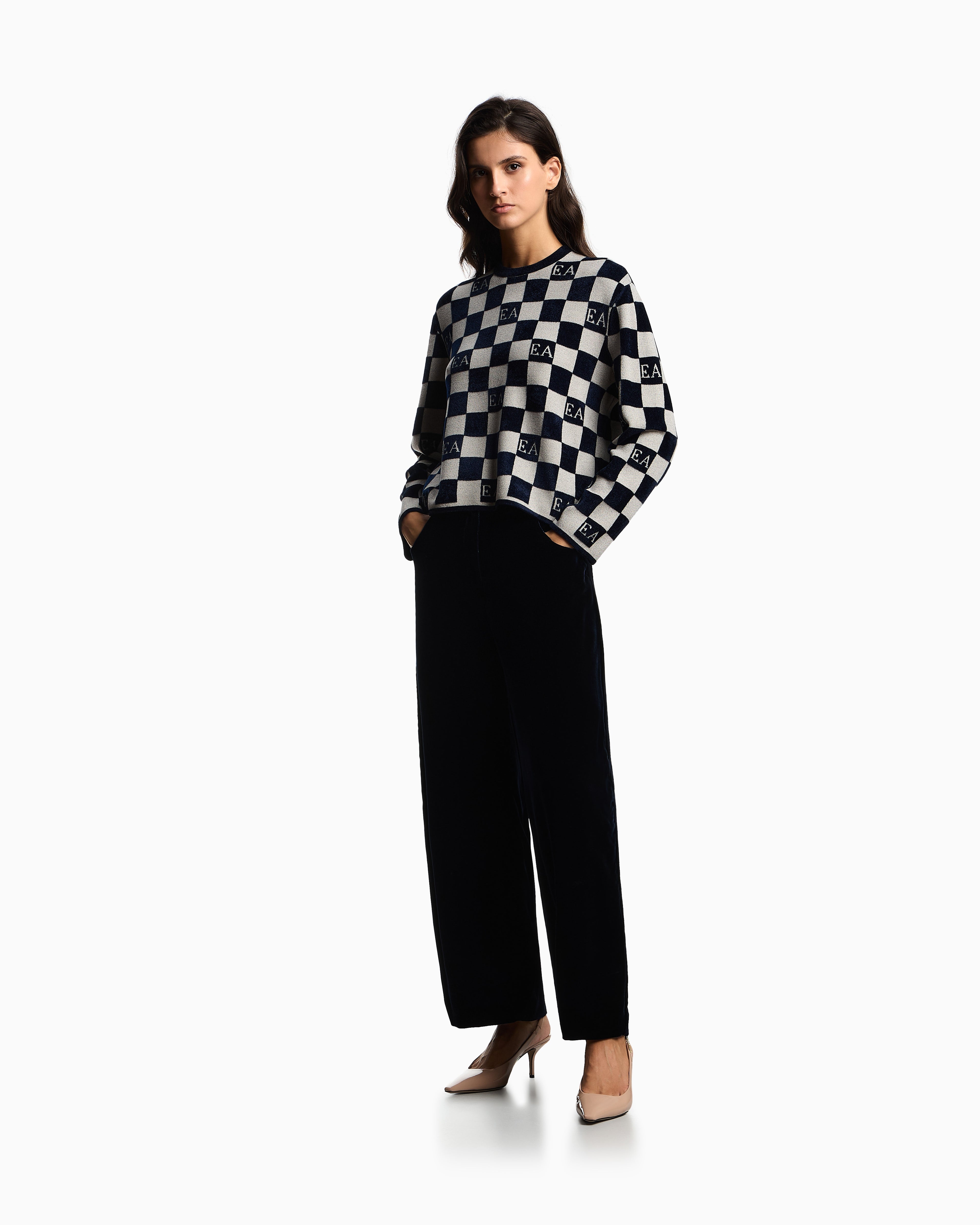 Emporio Armani Jacquard chenille jumper with pattern