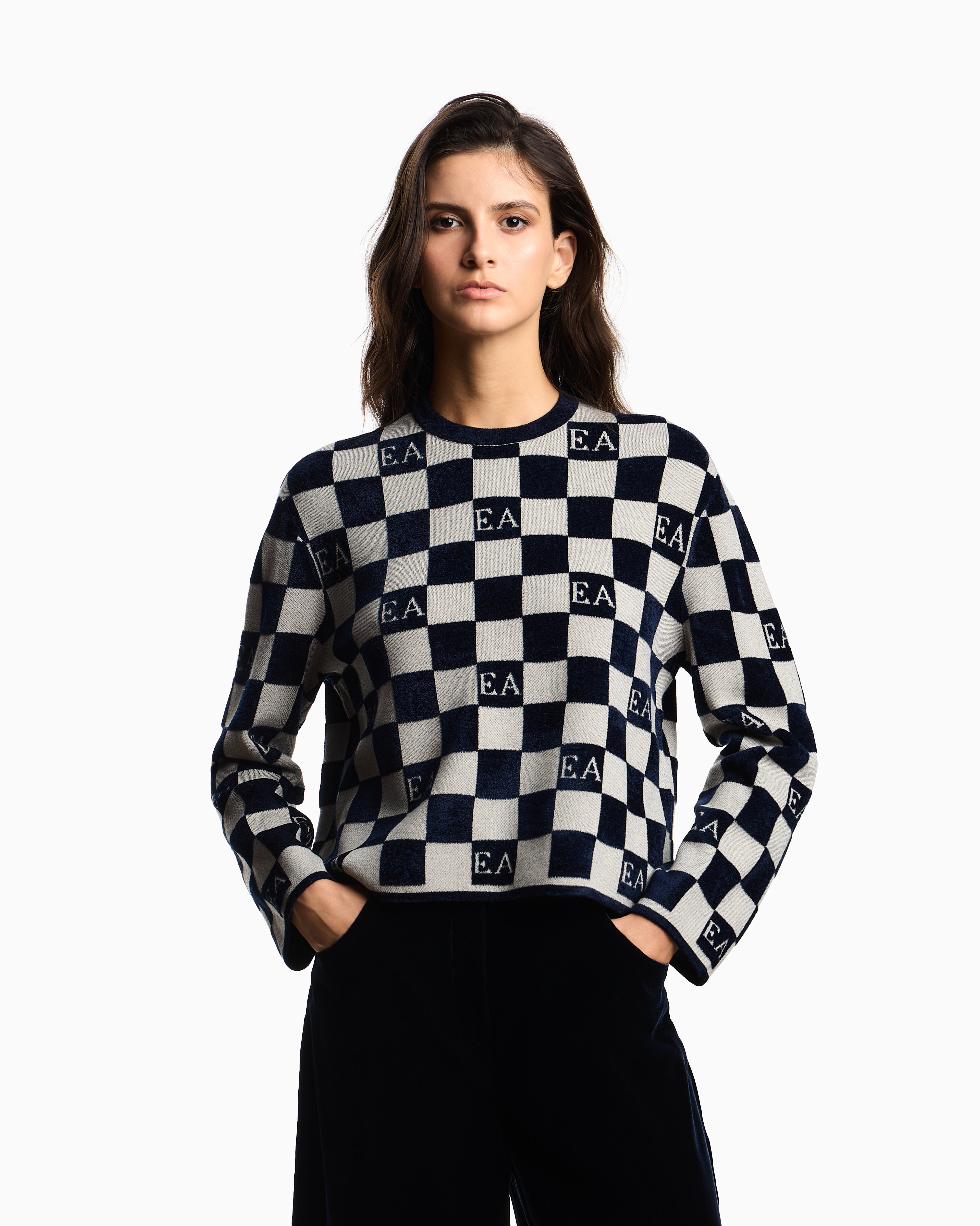 Emporio Armani Jacquard chenille jumper with pattern