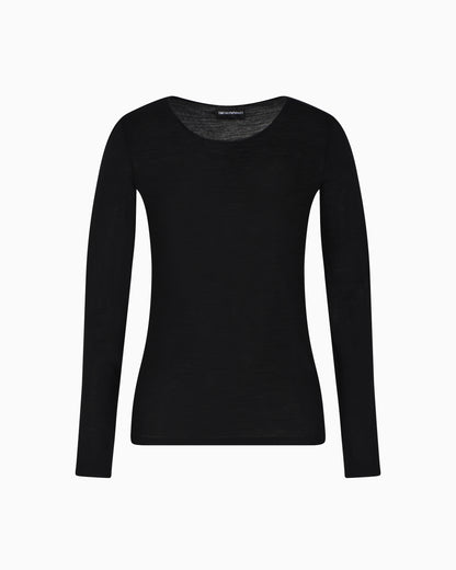 Emporio Armani Round-neck jumper made of lightweight jersey in a wool and silk blend