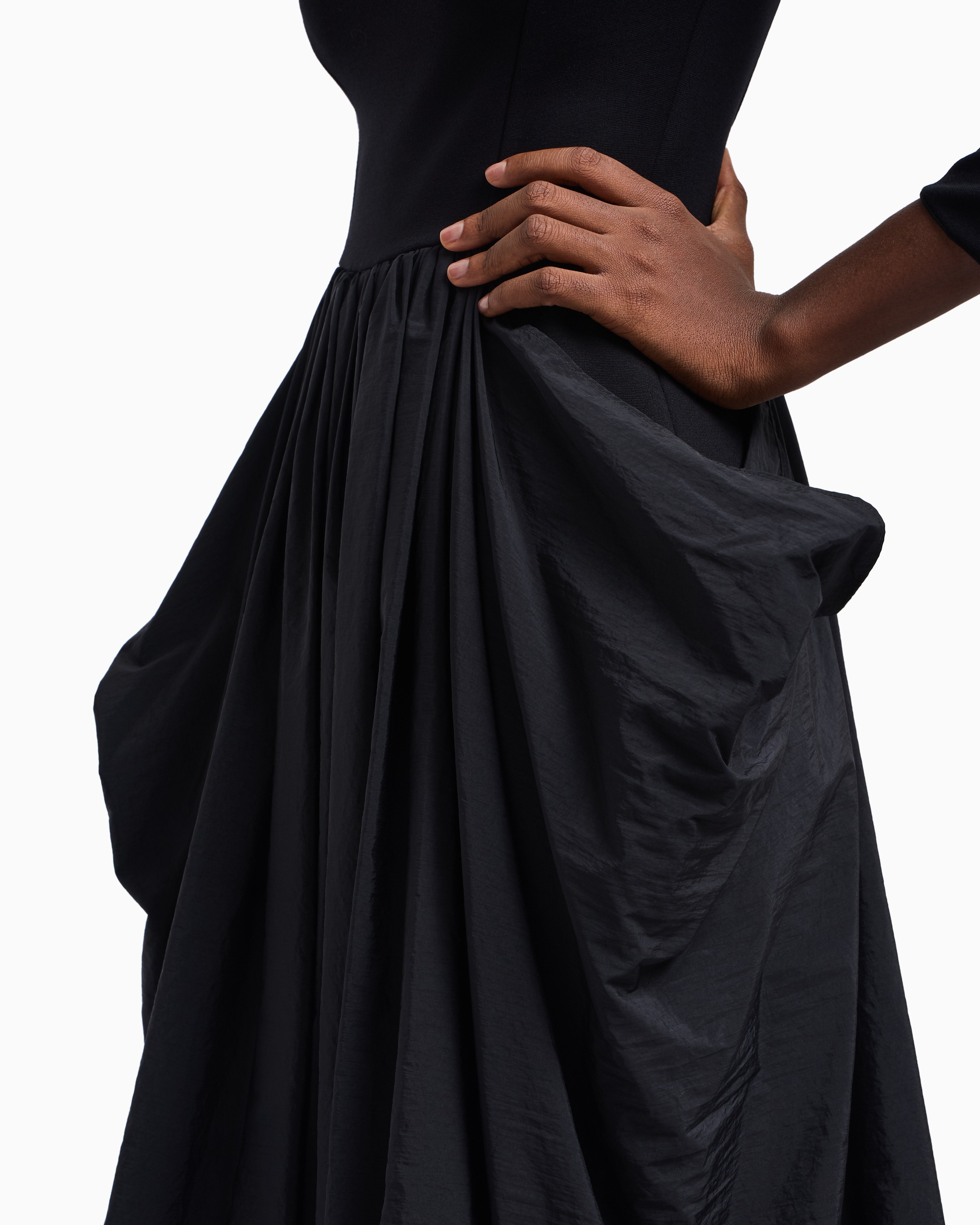 Emporio Armani Stretch Milano-stitch dress with taffeta skirt