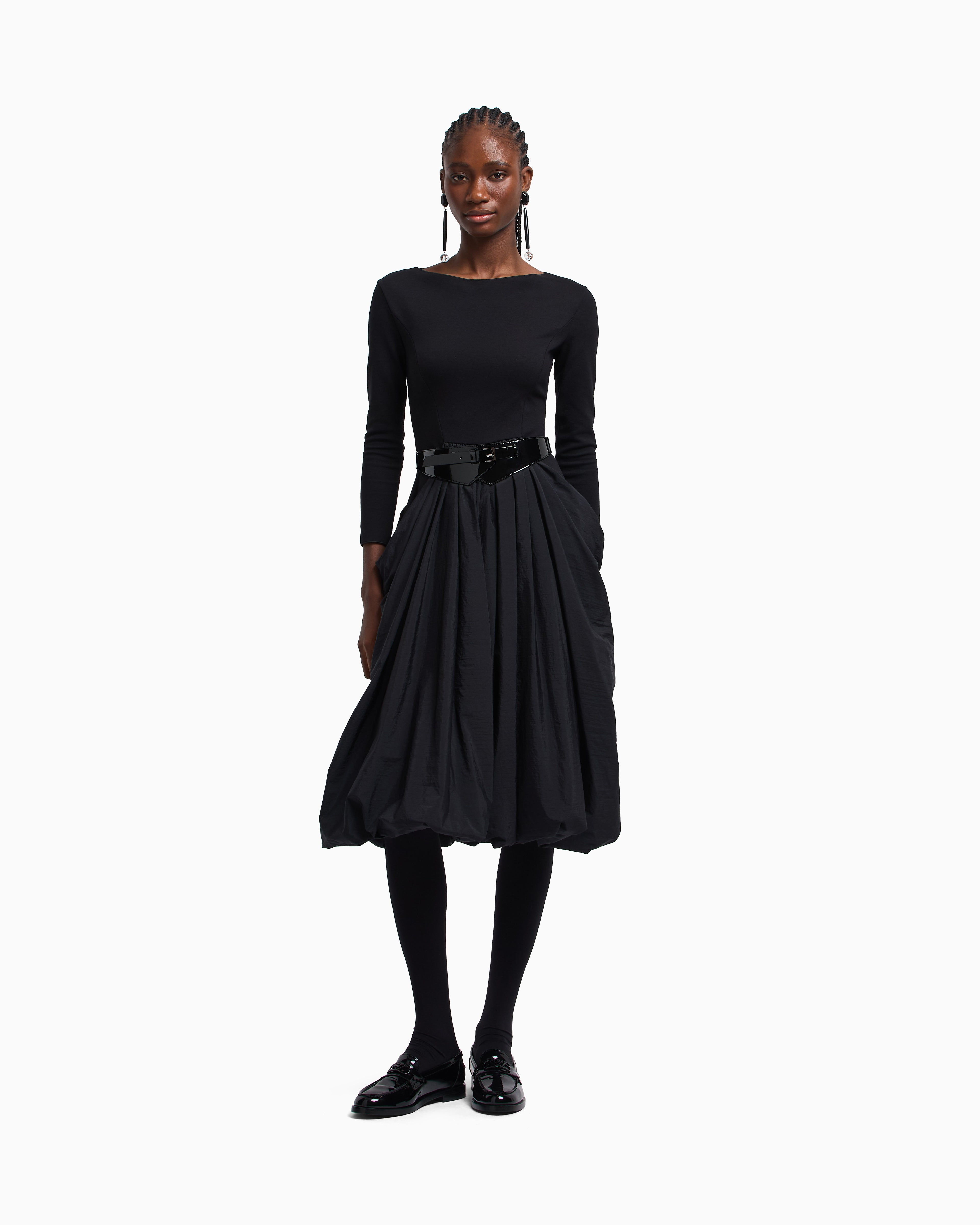 Emporio Armani Stretch Milano-stitch dress with taffeta skirt