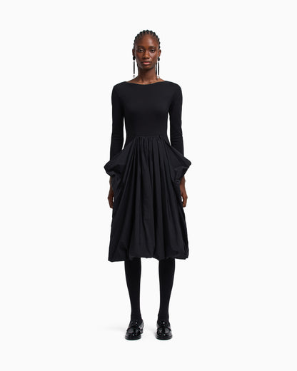 Emporio Armani Stretch Milano-stitch dress with taffeta skirt