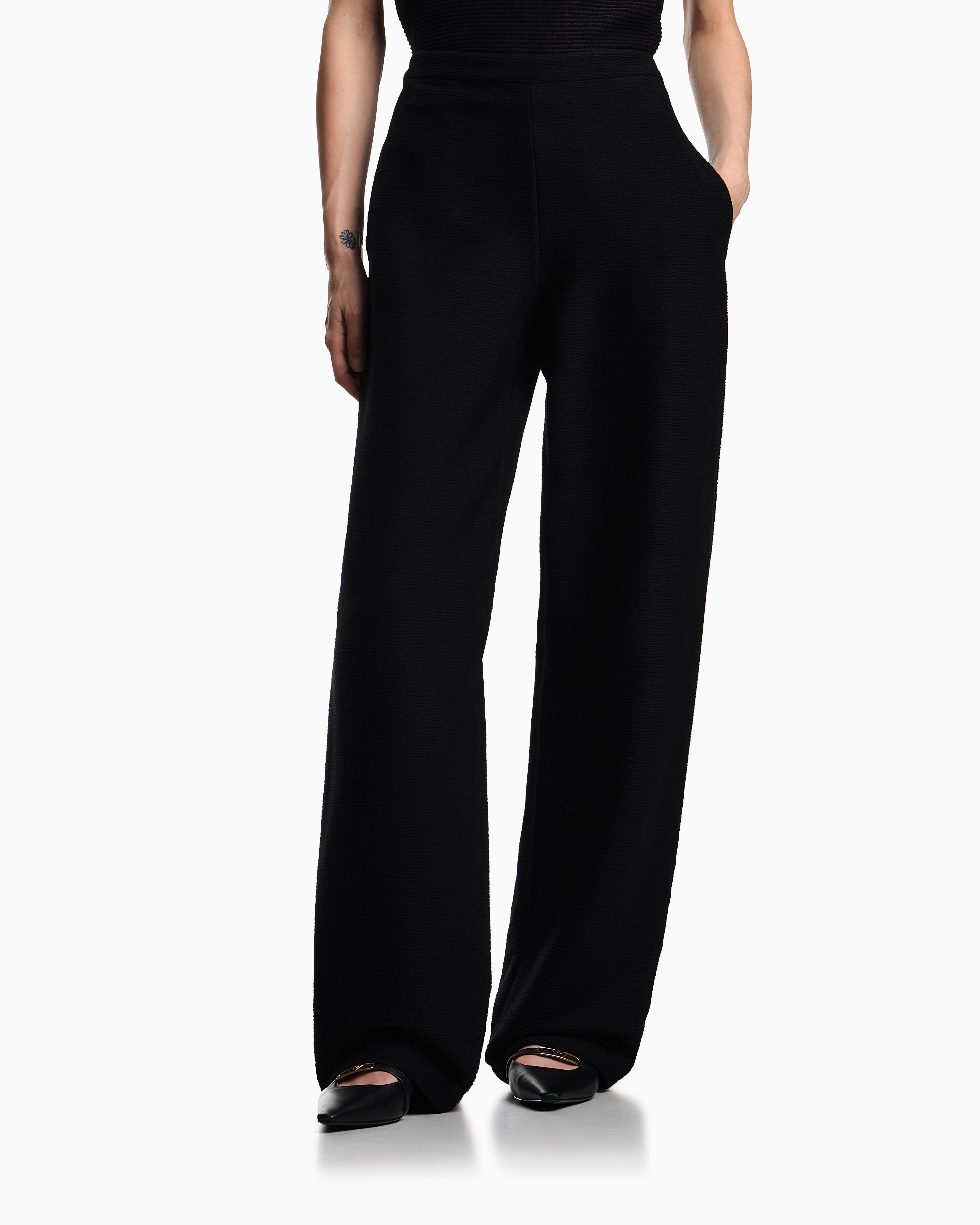 Emporio Armani ASV embossed, textured jersey palazzo trousers