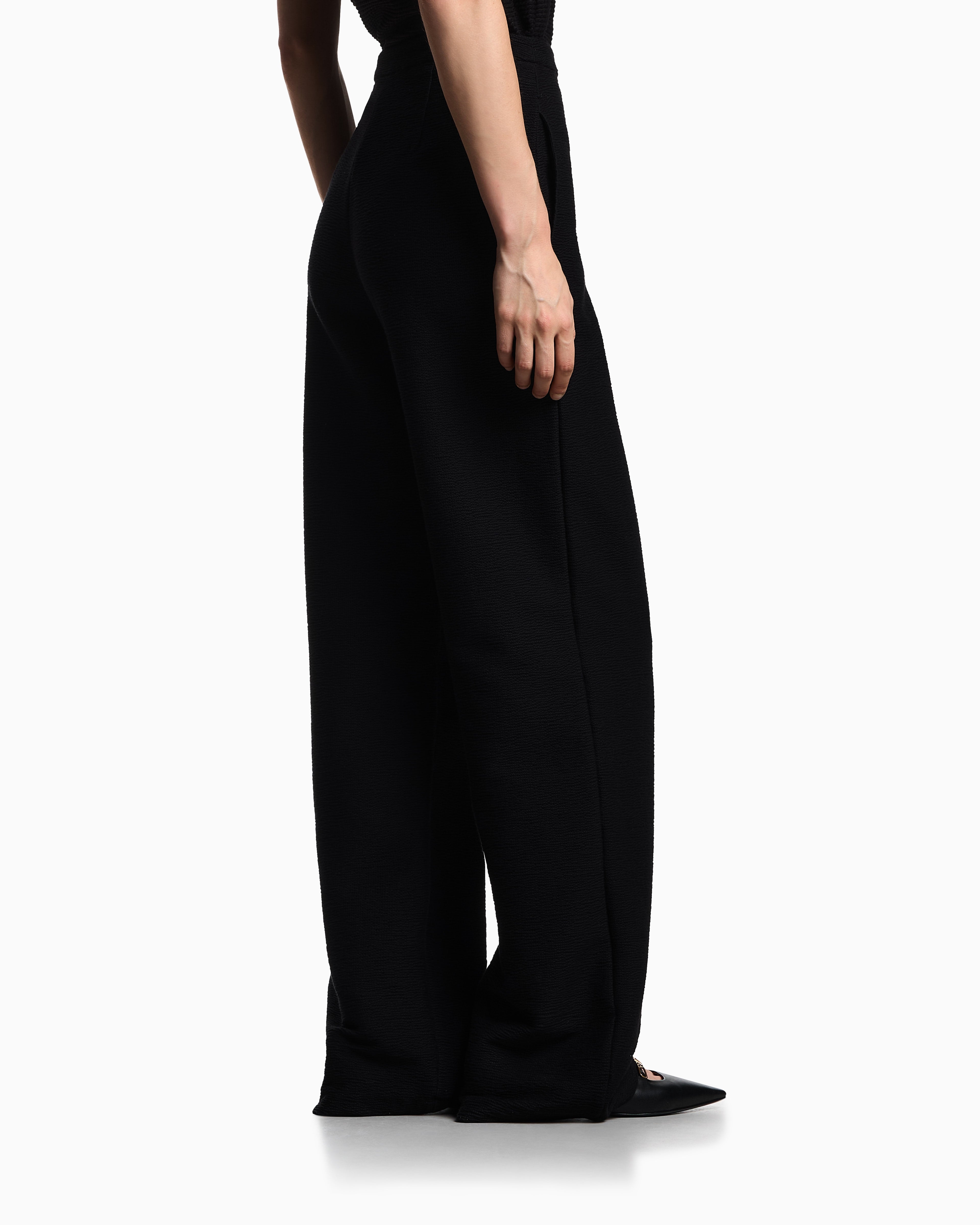 Emporio Armani ASV embossed, textured jersey palazzo trousers