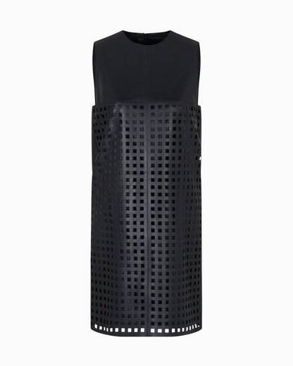 Emporio Armani Polygon capsule collection dress in vegetable-tanned nappa leather with laser-cut perforations