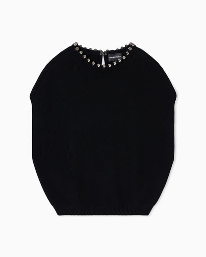 Emporio Armani Virgin wool and cashmere top with oversized metal spheres