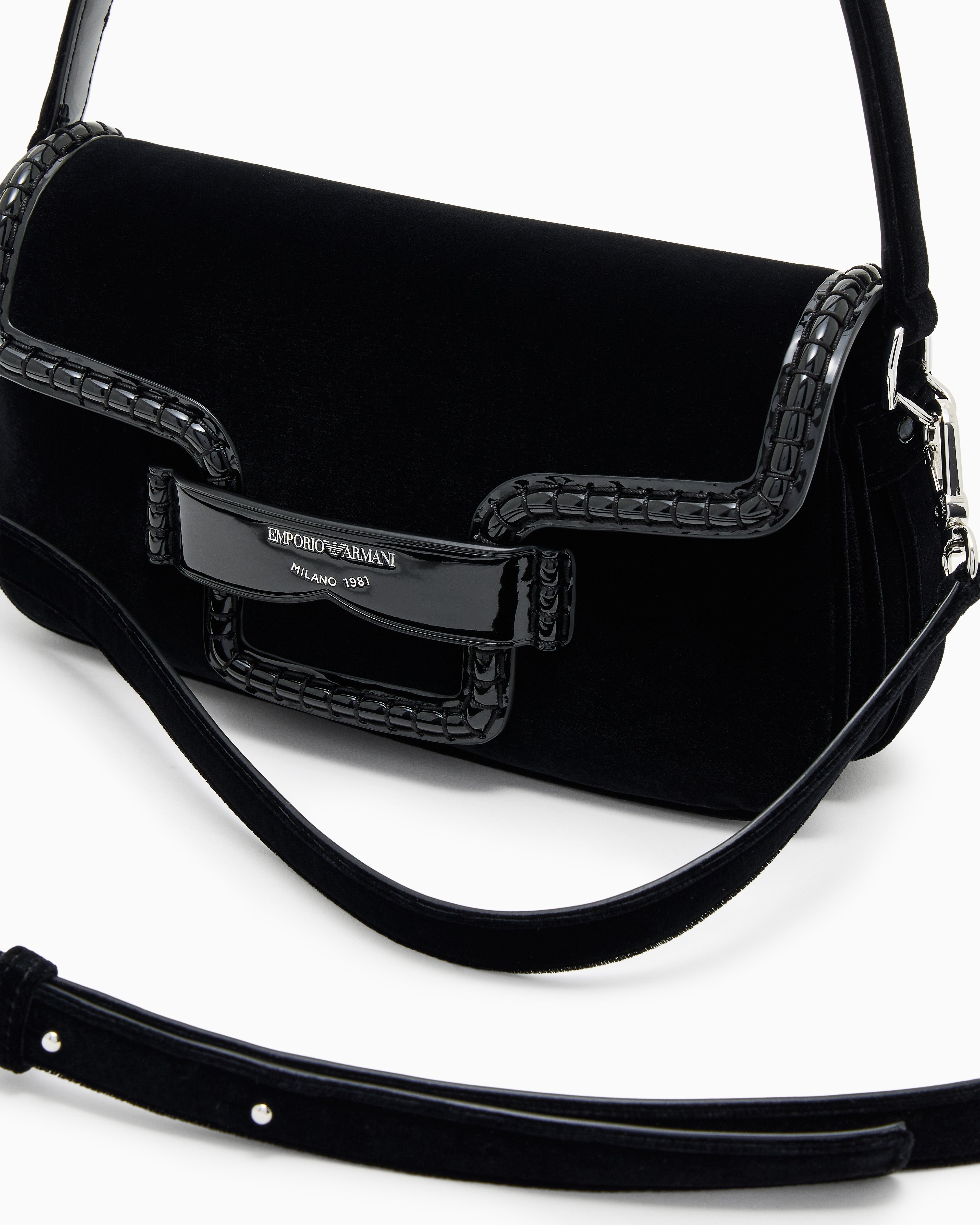 Emporio Armani Velvet shoulder bag with buckle