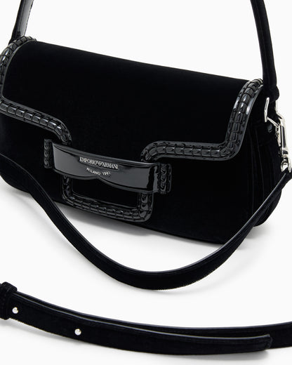 Emporio Armani Velvet shoulder bag with buckle