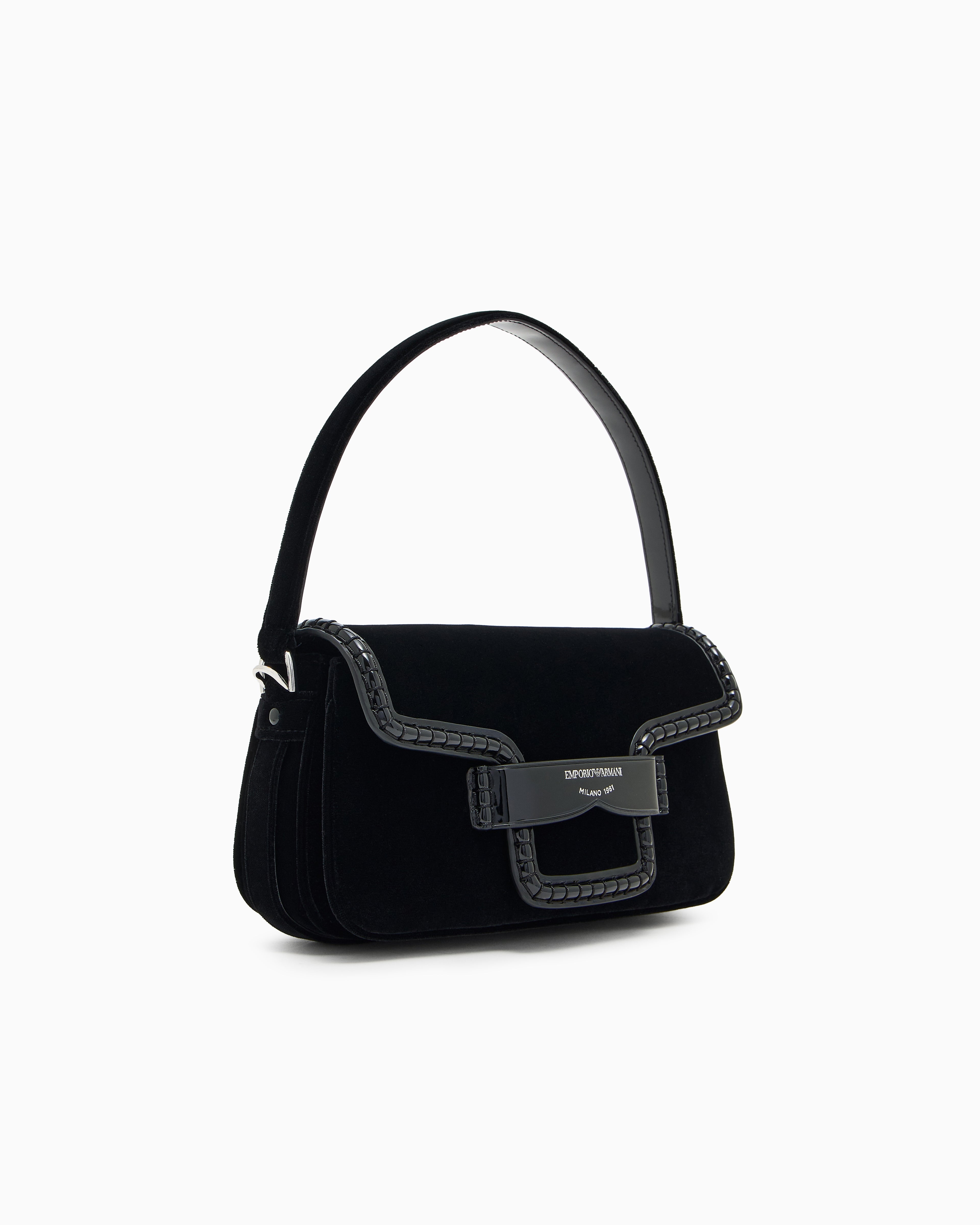 Emporio Armani Velvet shoulder bag with buckle