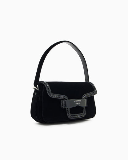 Emporio Armani Velvet shoulder bag with buckle