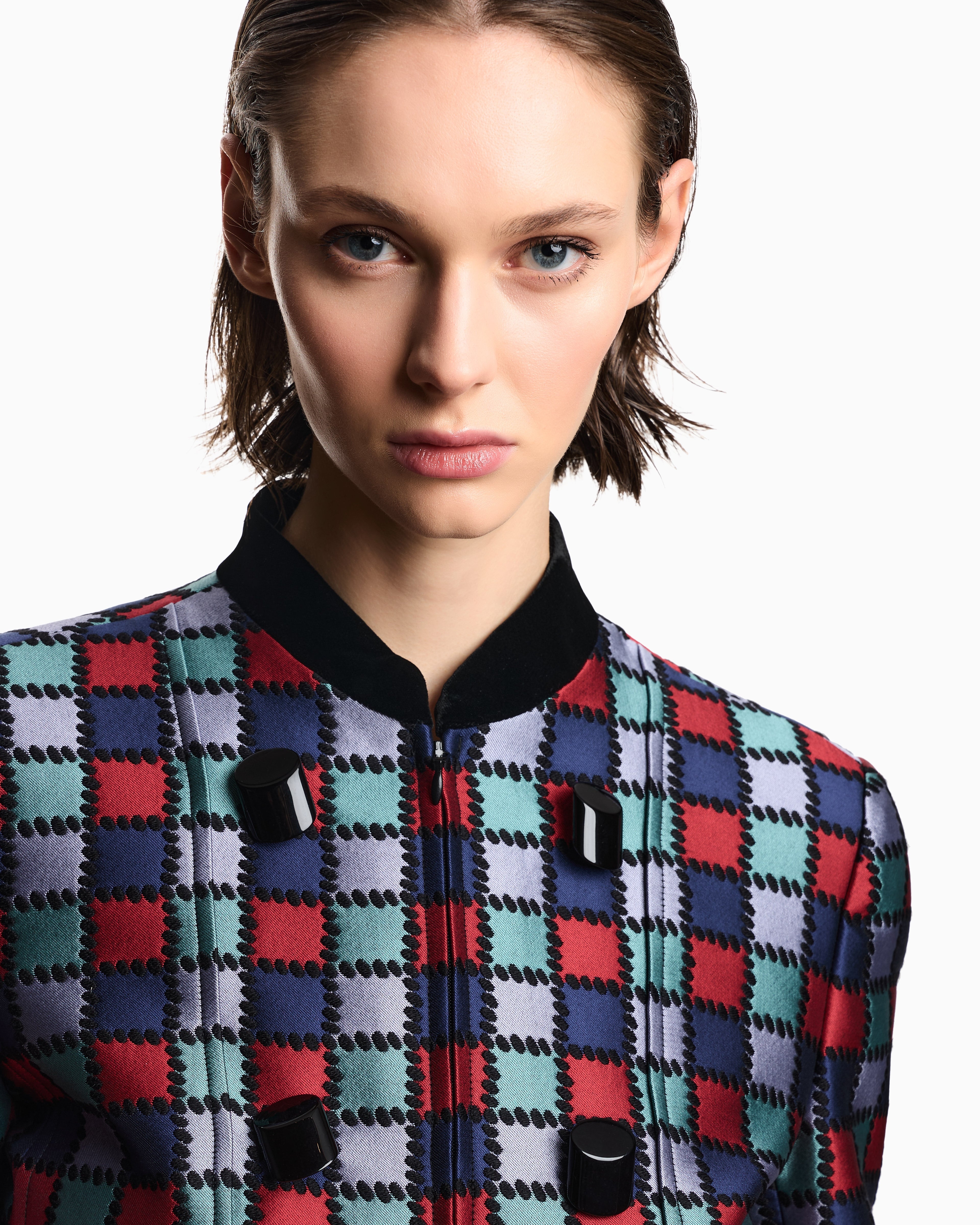 Emporio Armani Jacket in a jacquard wool-blend with an all-over check motif
