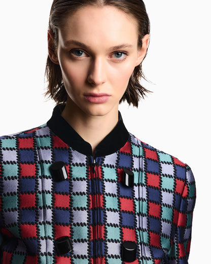 Emporio Armani Jacket in a jacquard wool-blend with an all-over check motif