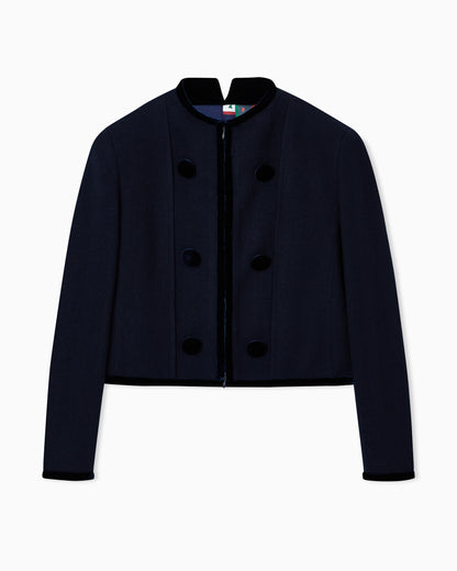Emporio Armani Washed wool jacket with velvet trim