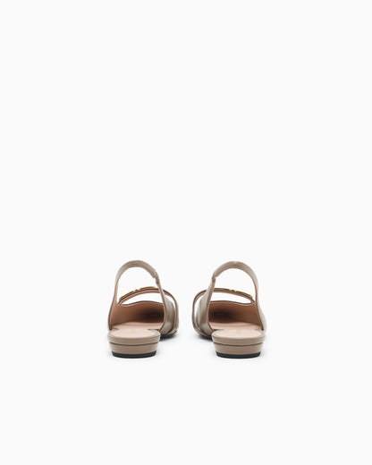 Emporio Armani Nappa-Leather Slingback Ballerinas With Eagle Plate Brown