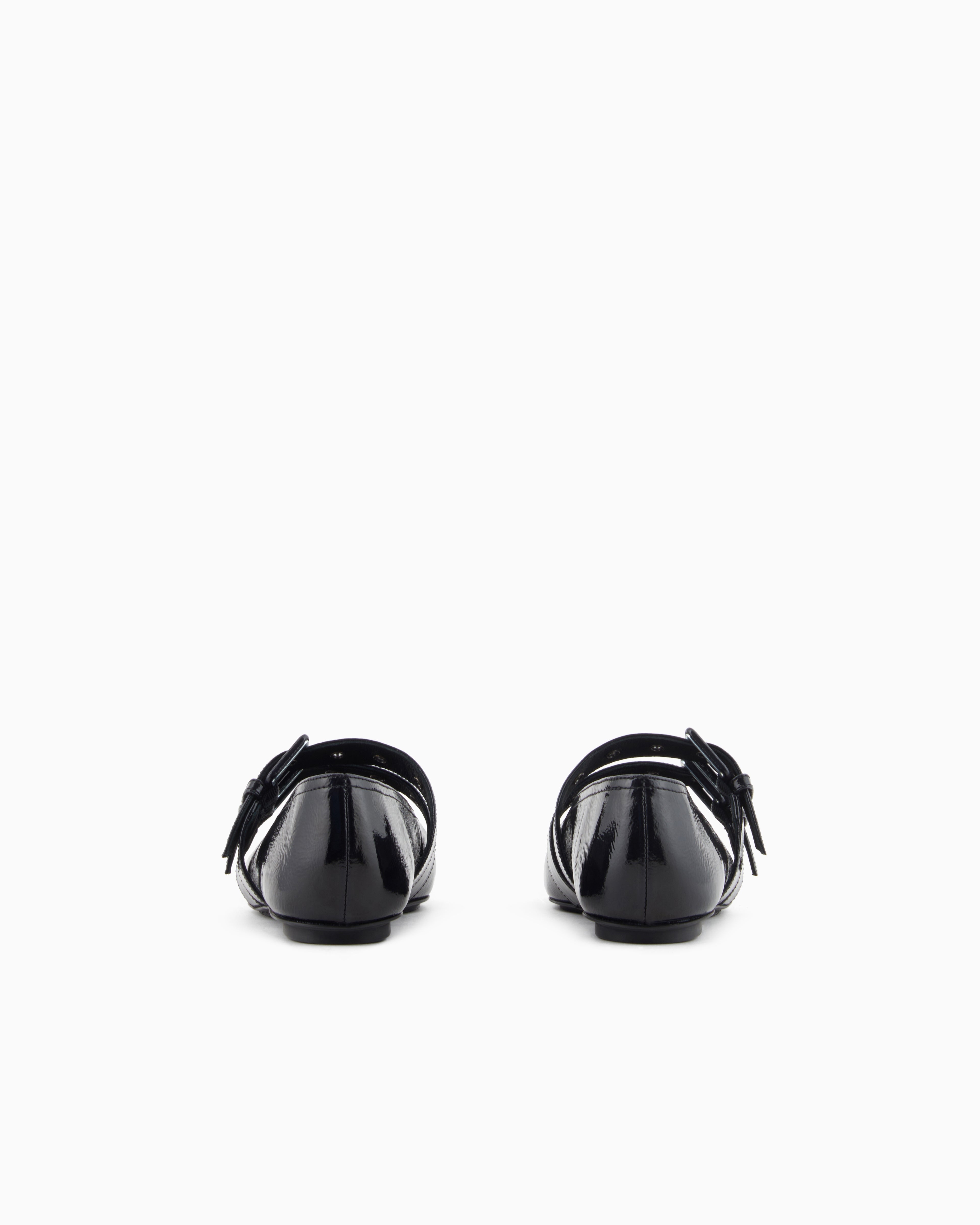 Emporio Armani Patent Leather Ballerinas With Double Strap Black