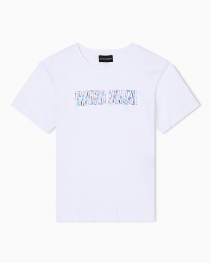 Emporio Armani ASV organic jersey T-shirt with multicoloured logo embroidery