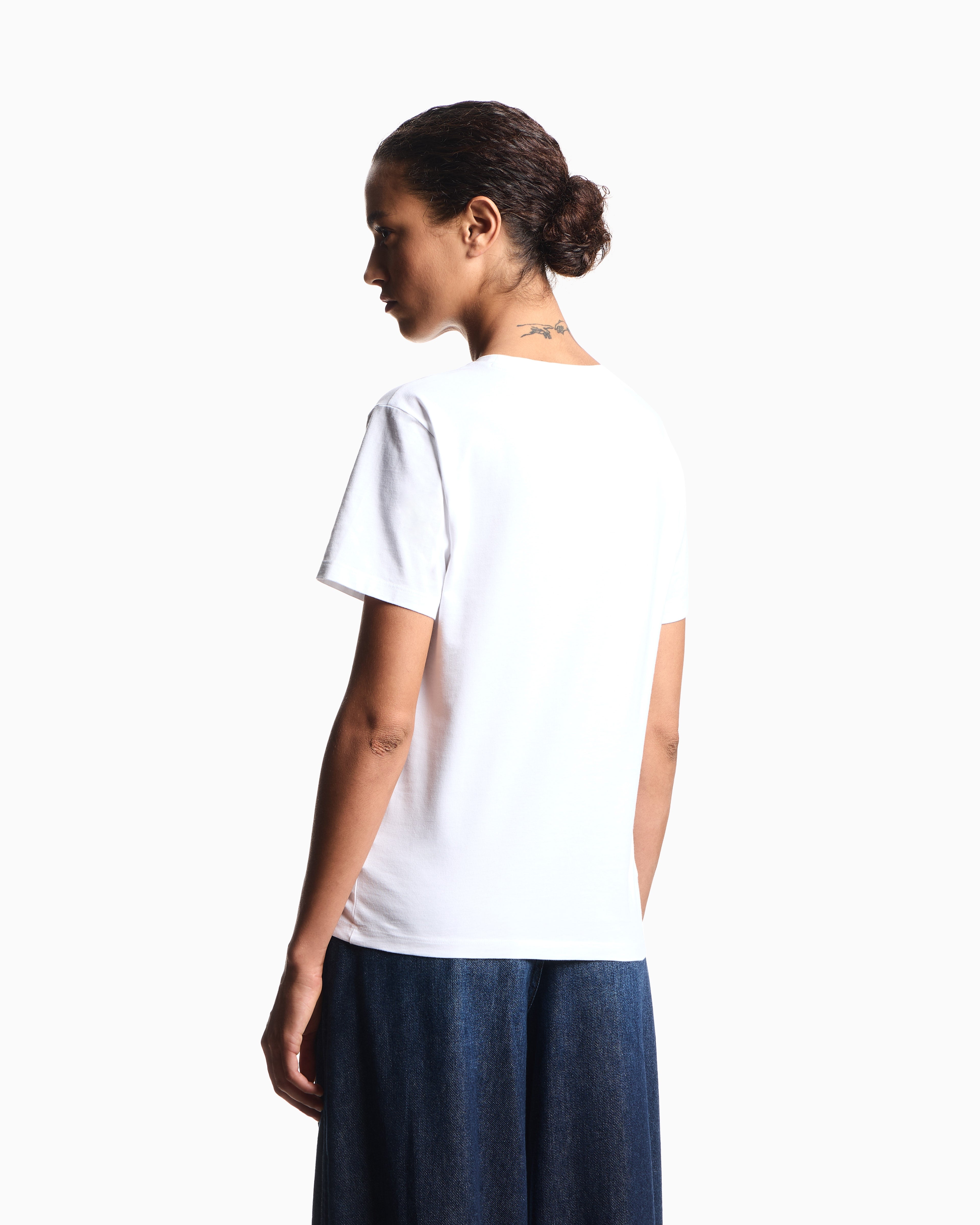 Emporio Armani ASV organic jersey T-shirt with multicoloured logo embroidery